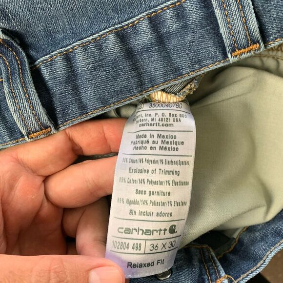 Carhartt Mens Relaxed Fit Blue Jeans Straight Med Wash Size 36 x 30 - Picture 13 of 16